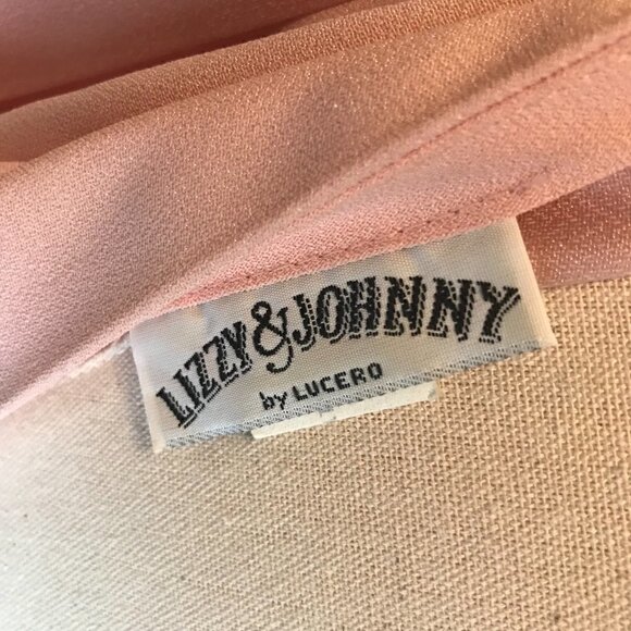 Lizzy & Johnny Vintage 80's Lucero Dress Pink Pleated Cap Sleeves Midi Size 12 - Picture 6 of 6